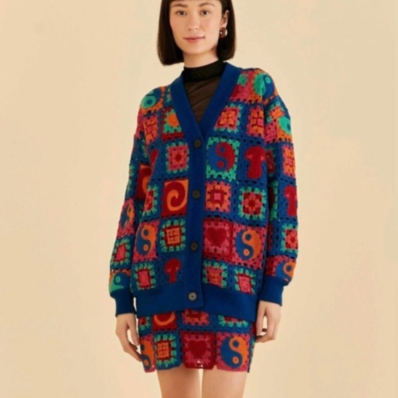 Farm Rio FARM Rio Crochet Icons Cardigan multicolored size S Size S / US 4 / IT 40 - 1 Thumbnail