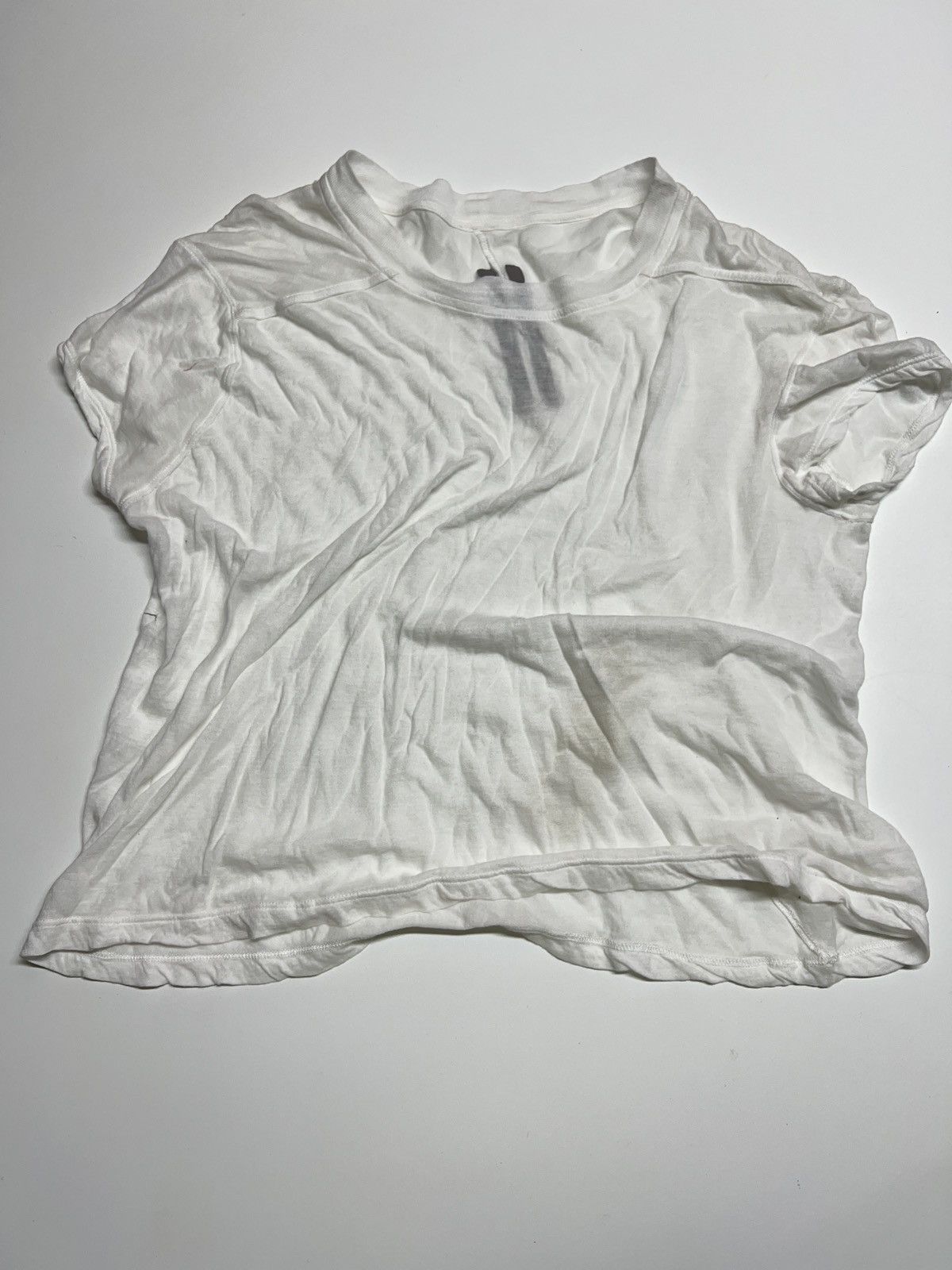 image of Rick Owens Dirt 18Ss Crop Tshirt in White, Men's (Size XS)