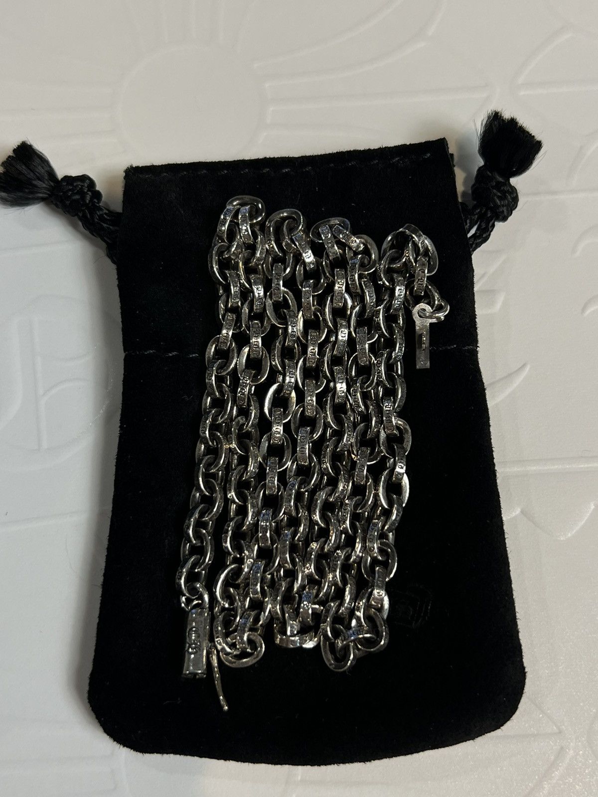 Pre-owned Chrome Hearts Paper Chain Necklace In Silver