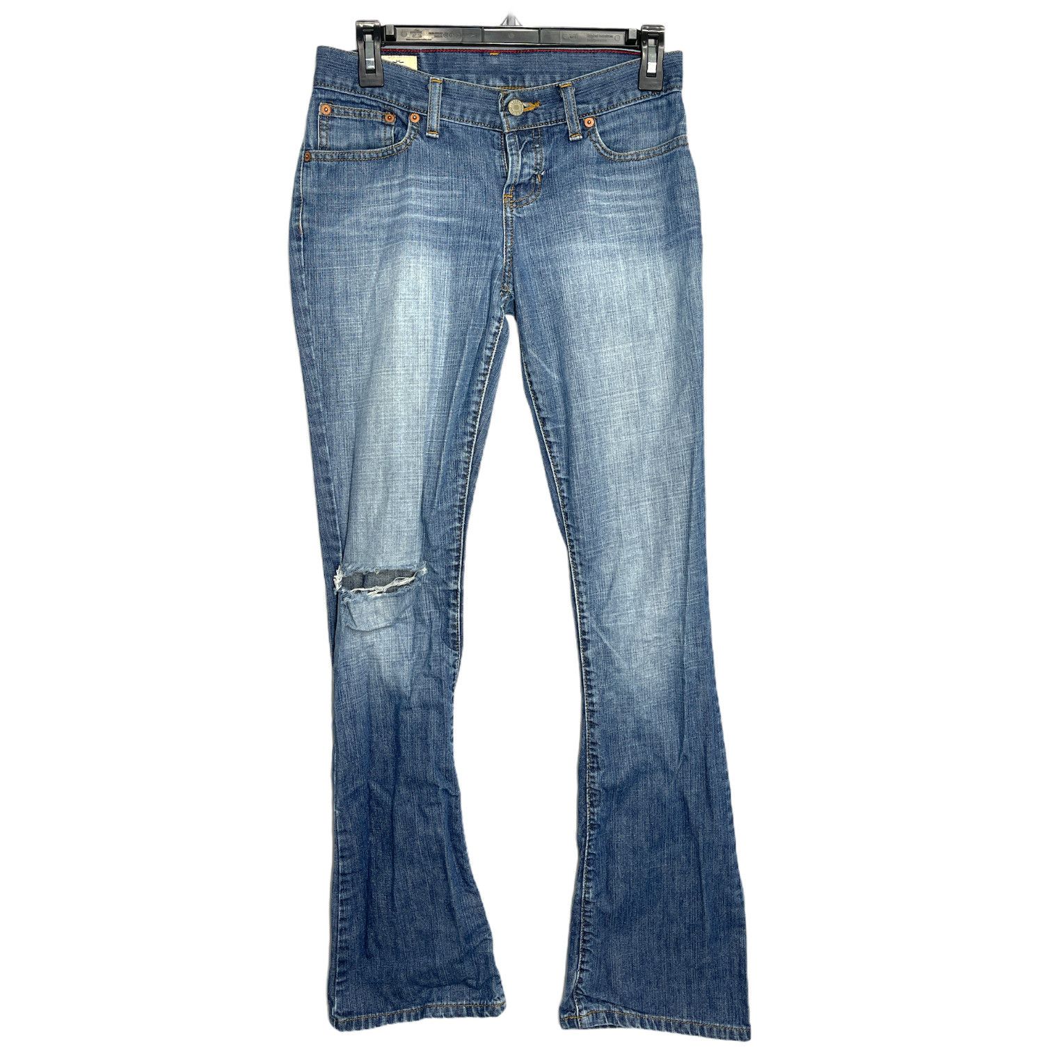 Abercrombie & Fitch Abercrombie & Fitch Flare Jeans Women 0L Blue Denim  100% Cotton Ripped At Knee