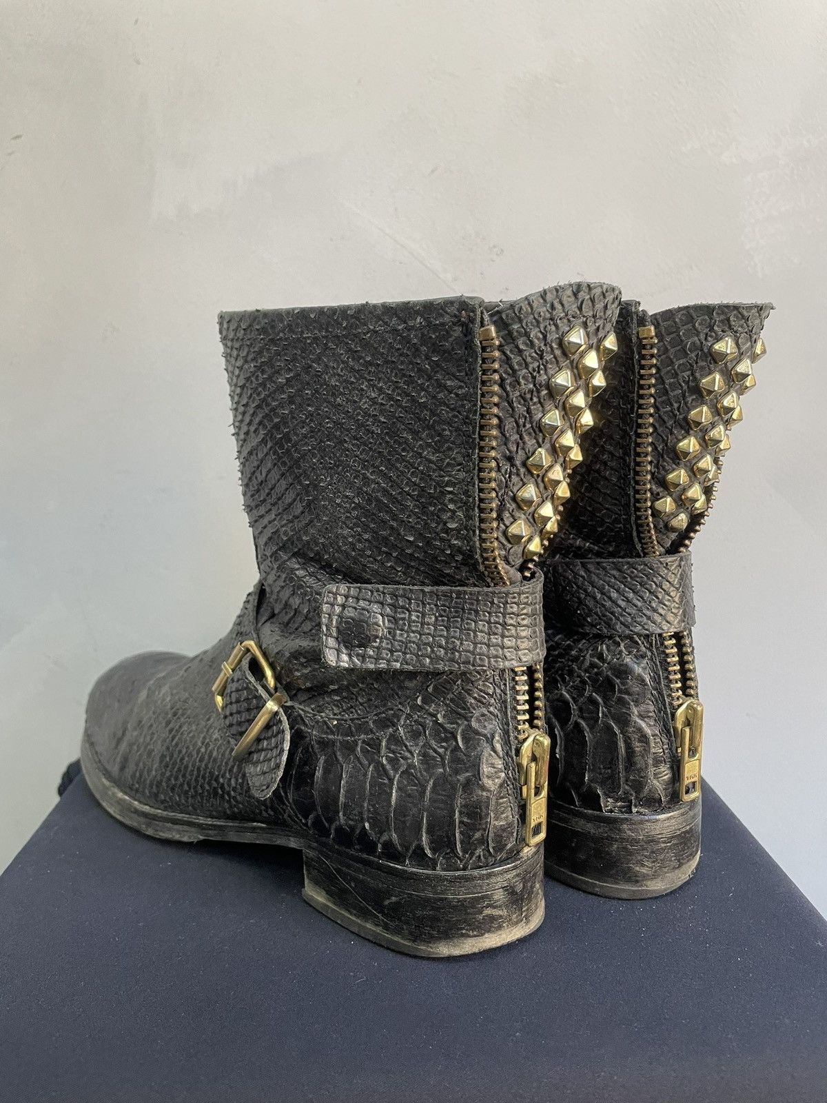 If Six Was Nine Rare studded python leather engineered boots hedi slimane Size US 7.5 / EU 40-41 - 5 Thumbnail
