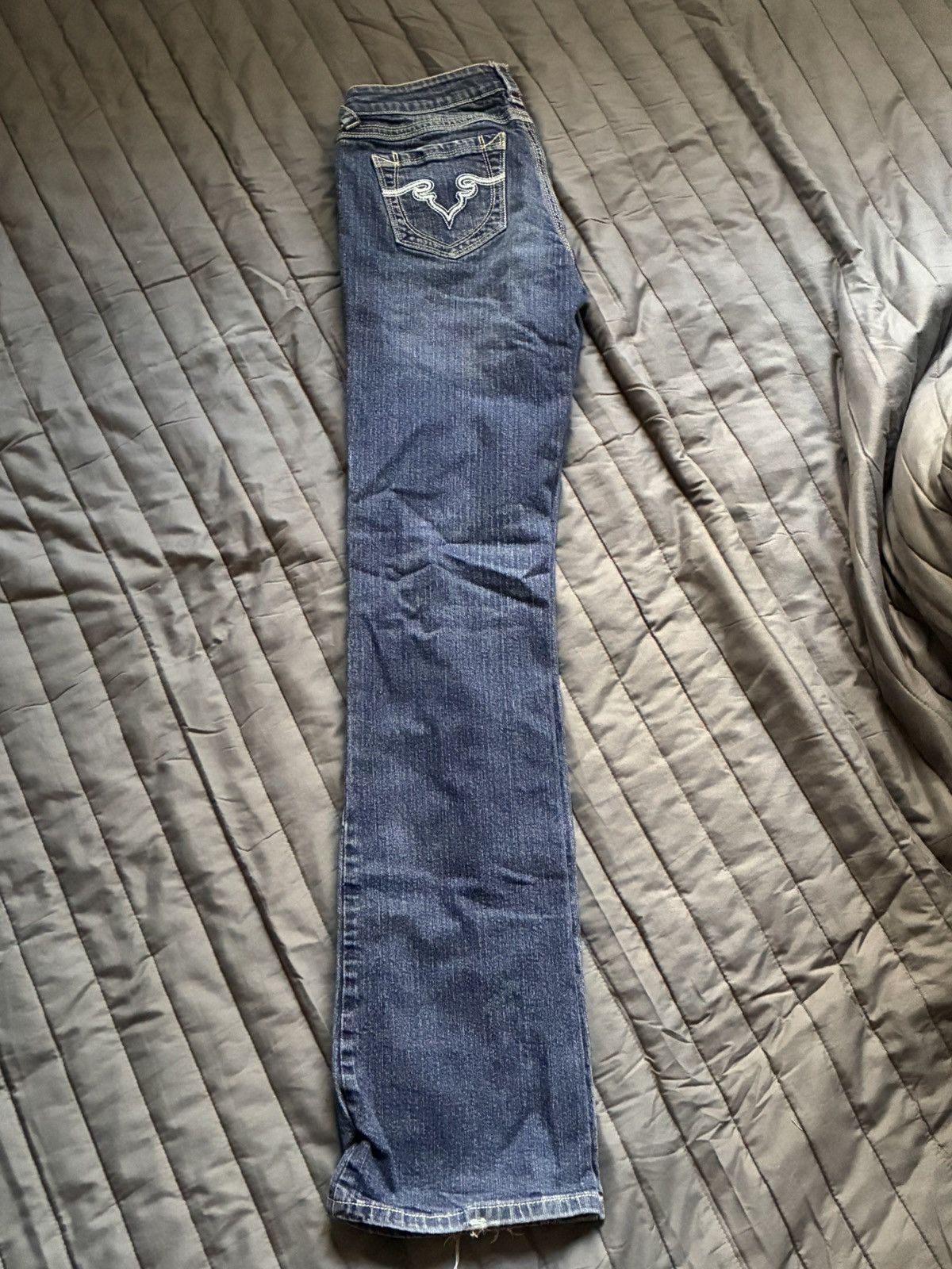 Other Early 2000s Style Royal Blue Brand Low rise Boot Cut jeans Size 37" - 3 Thumbnail