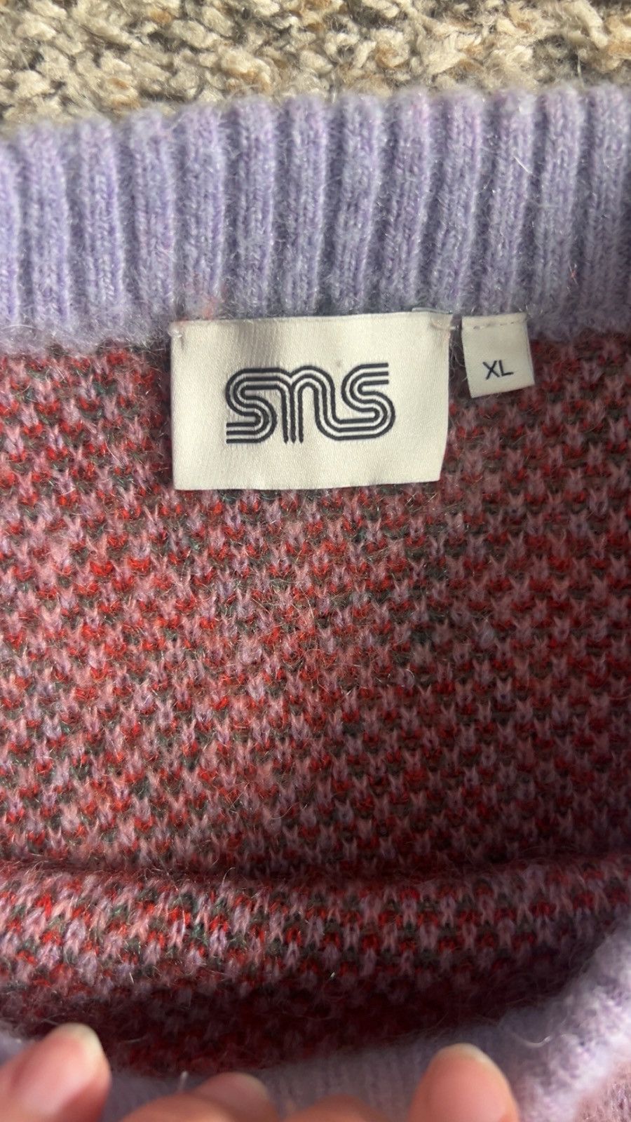 Sneakersnstuff SNS Sneakersnstuff mohair sweater in red and purple camo Size US XL / EU 56 / 4 - 2 Thumbnail