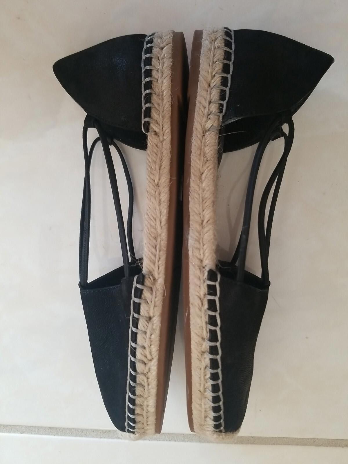 Eileen Fisher Eileen Fisher Women's 6.5 Black Leather Espadrilles Size US 6.5 / IT 36.5 - 4 Thumbnail