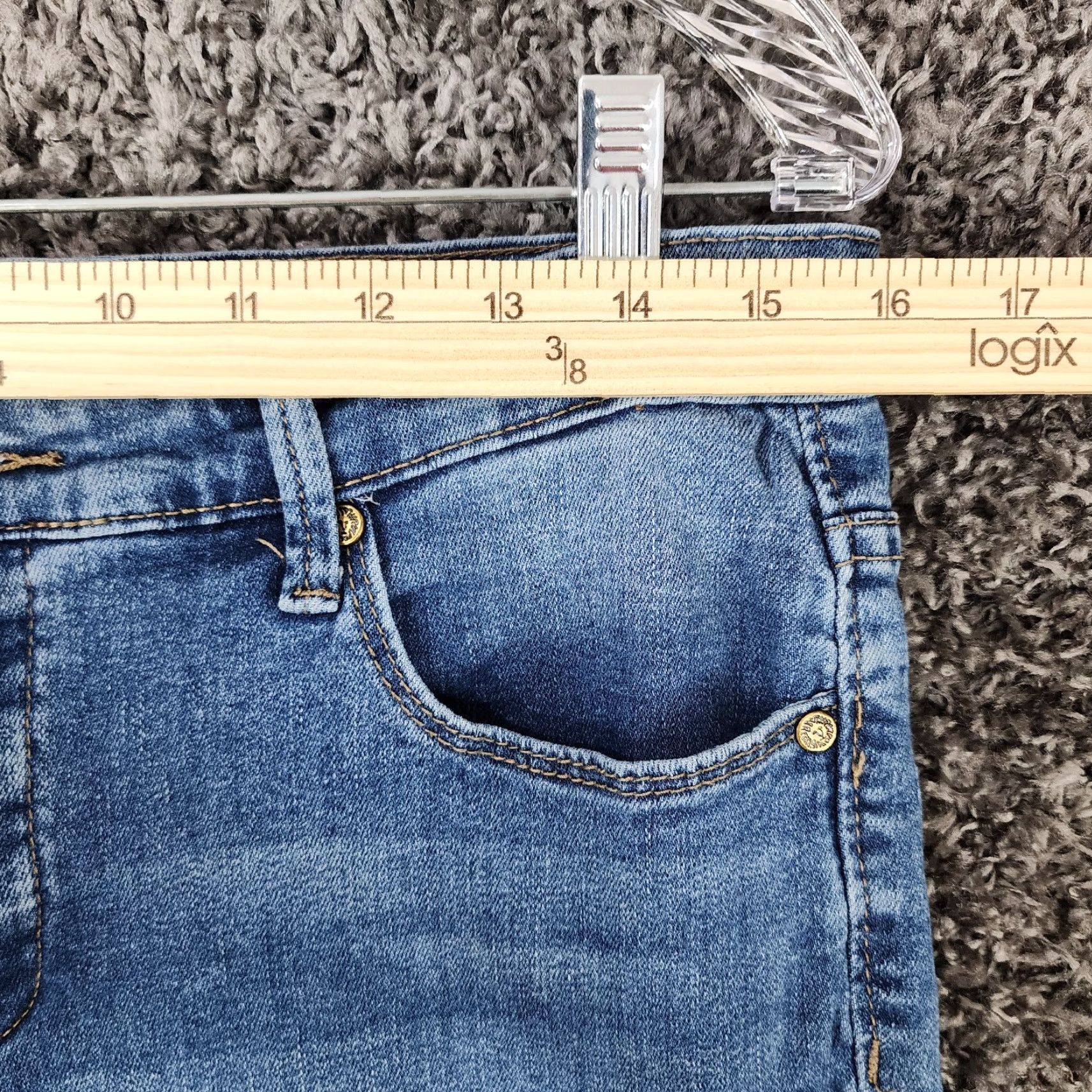 Anne Klein ANNE KLEIN Women's Jeans Girlfriend Badazzled Blue Size 6 Regular 32" Waist 28" Inseam Straight Blue Womens Size 28" / US 6 / IT 42 - 3 Thumbnail
