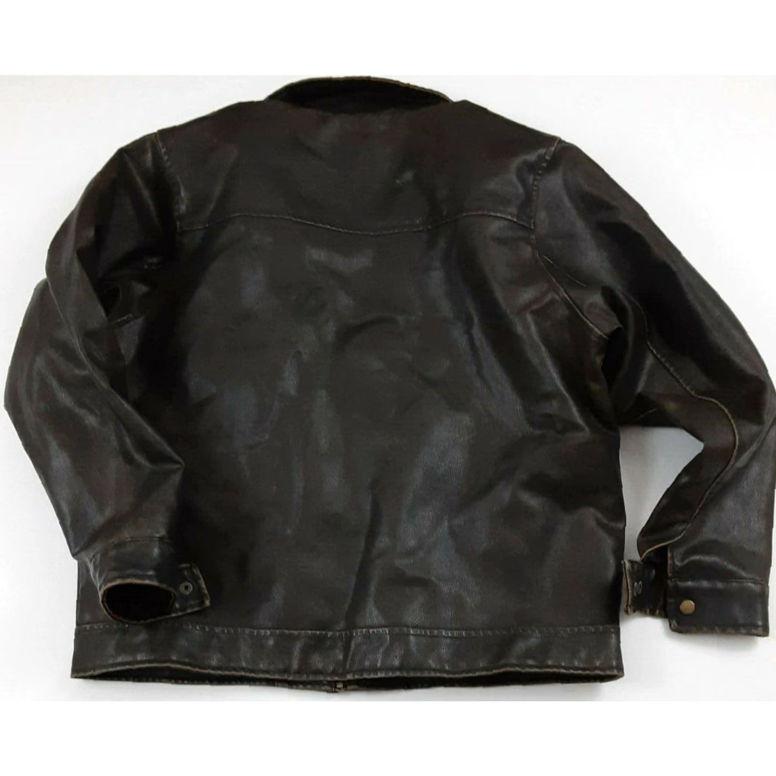 Vintage VINTAGE Arizona Leather Jacket Main Selling Point Motorcycle Jacket Brown L Mens L Brown Zipper Distressed Faux Leather 27in Long 25in Pit to Pit Size US L / EU 52-54 / 3 - 2 Thumbnail