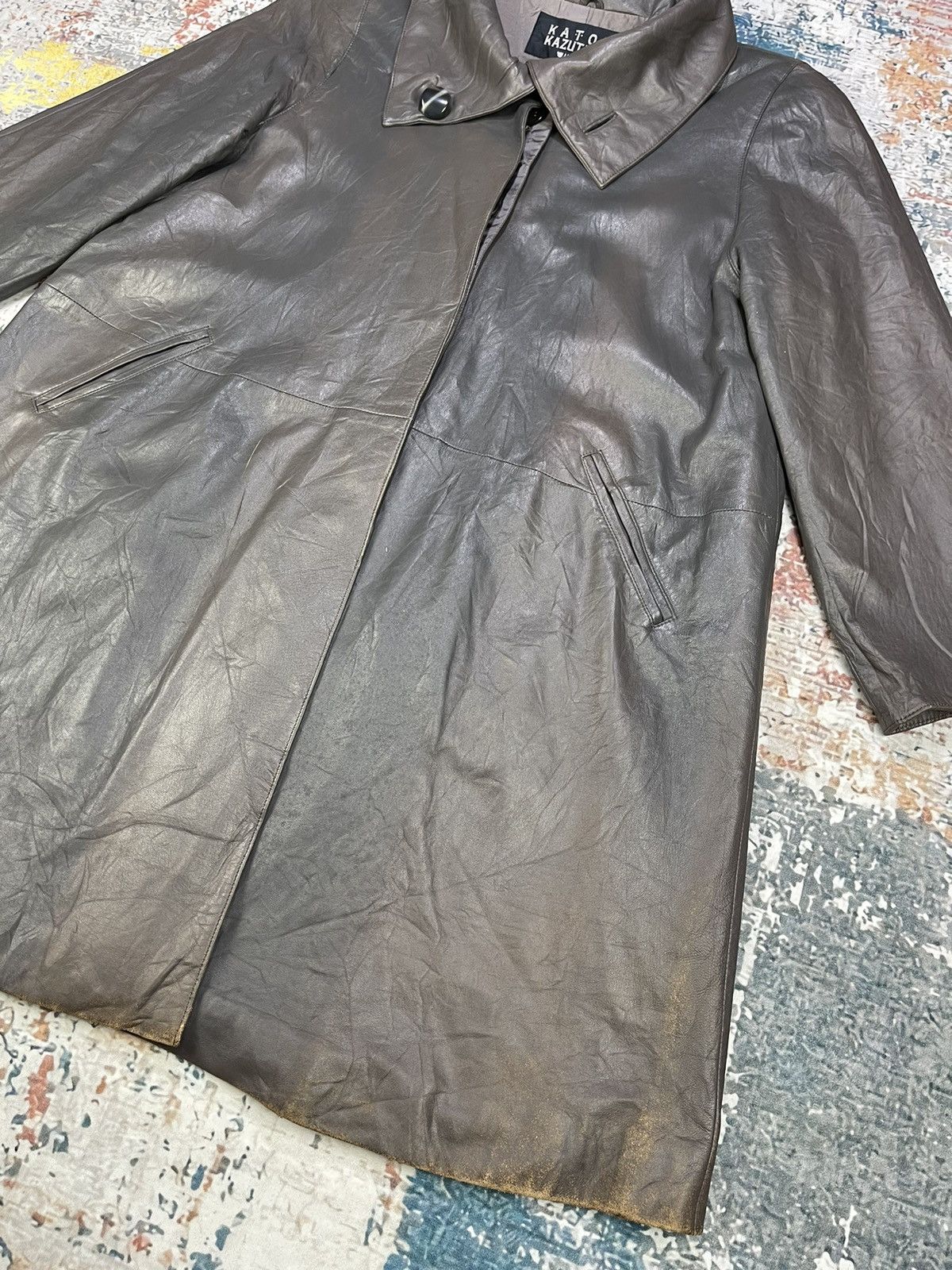 Tete Homme Vtg Katoh Kazutaka Distressed Leather Coats Size M / US 6-8 / IT 42-44 - 3 Thumbnail