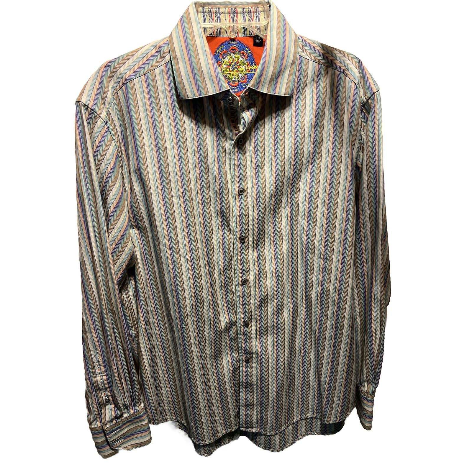 Robert Graham Robert Graham Men L Multicolor Stripe LS Button Cotton Shirt Size US L / EU 52-54 / 3 - 1 Thumbnail