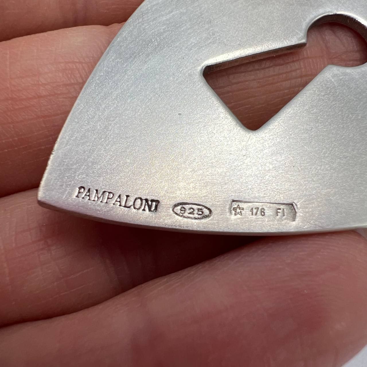 Sterling Silver Vintage Silver 925 Shield Necklace Pampaloni Italy 27.9g Size ONE SIZE - 4 Thumbnail