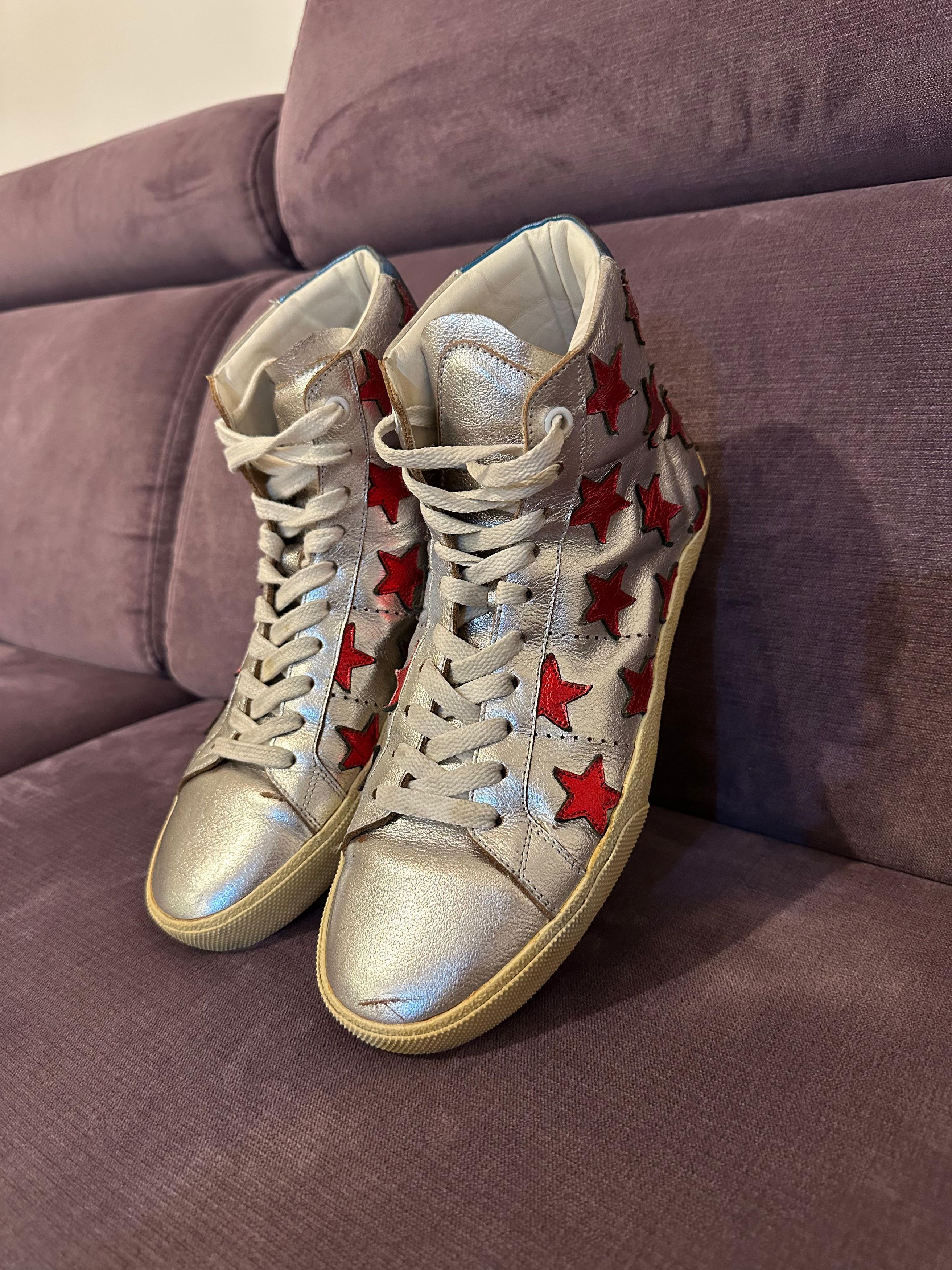 Saint Laurent Paris Saint Laurent SL6 High Court Metallic Stars sz 39 Size US 9 / IT 39 - 1 Thumbnail