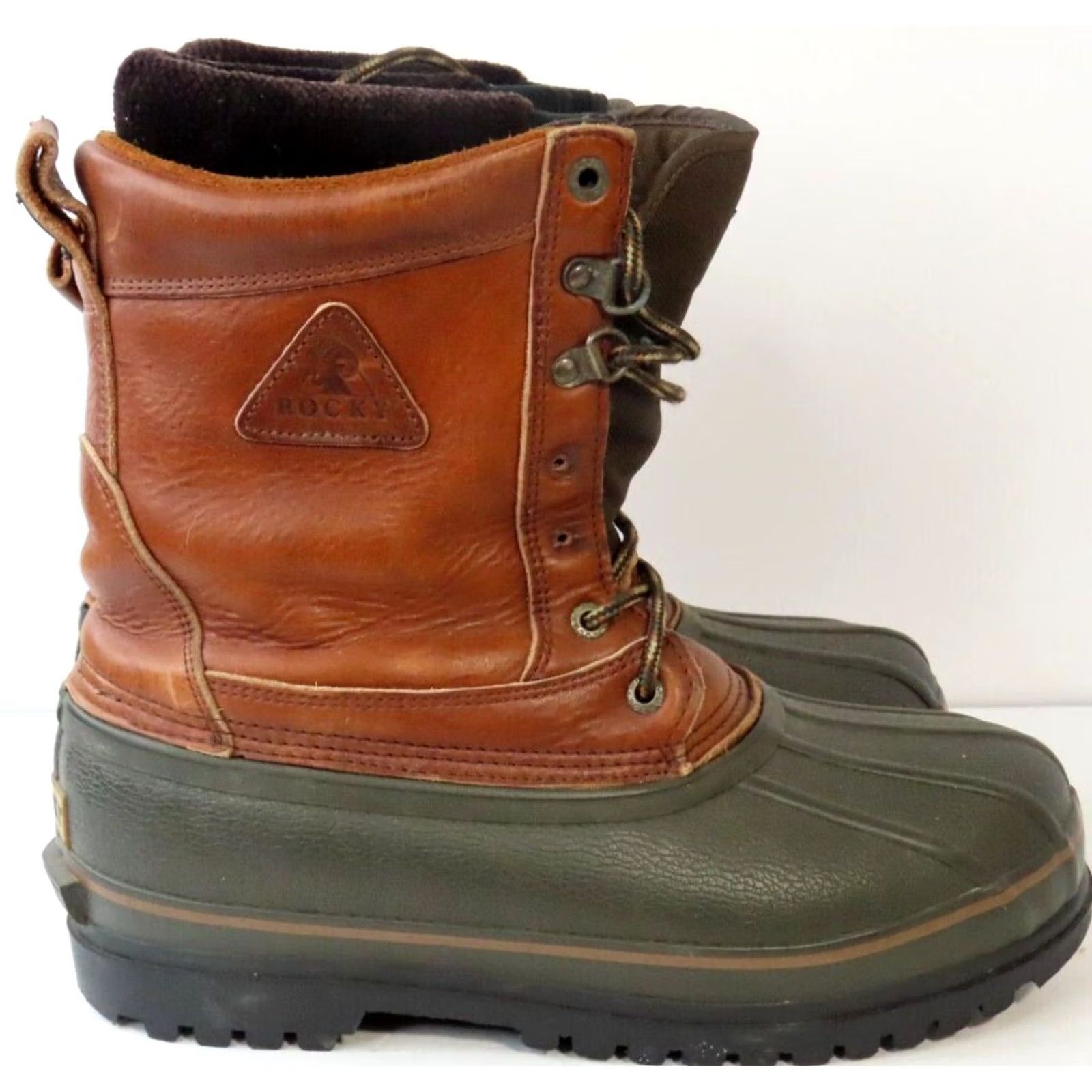 Vintage ROCKY Boot Men 9M 7715 Thinsulate Ultra Lined 800 Grams Heavy Leather Waterproof Work Boot Brown Size US 9 / EU 42 - 3 Thumbnail