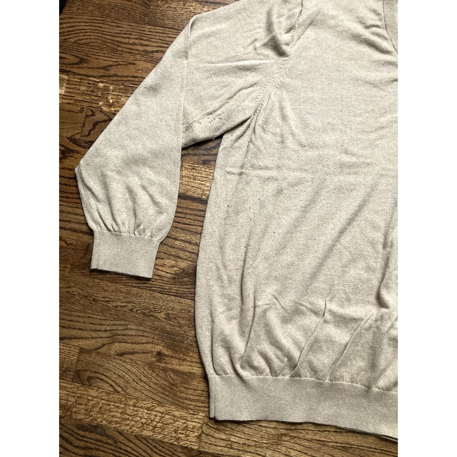 Vintage VINTAGE? LL Bean Sweater Mens 2XL Cotton Cashmere V Neck Long Sleeve Beige Size US XXL / EU 58 / 5 - 2 Thumbnail