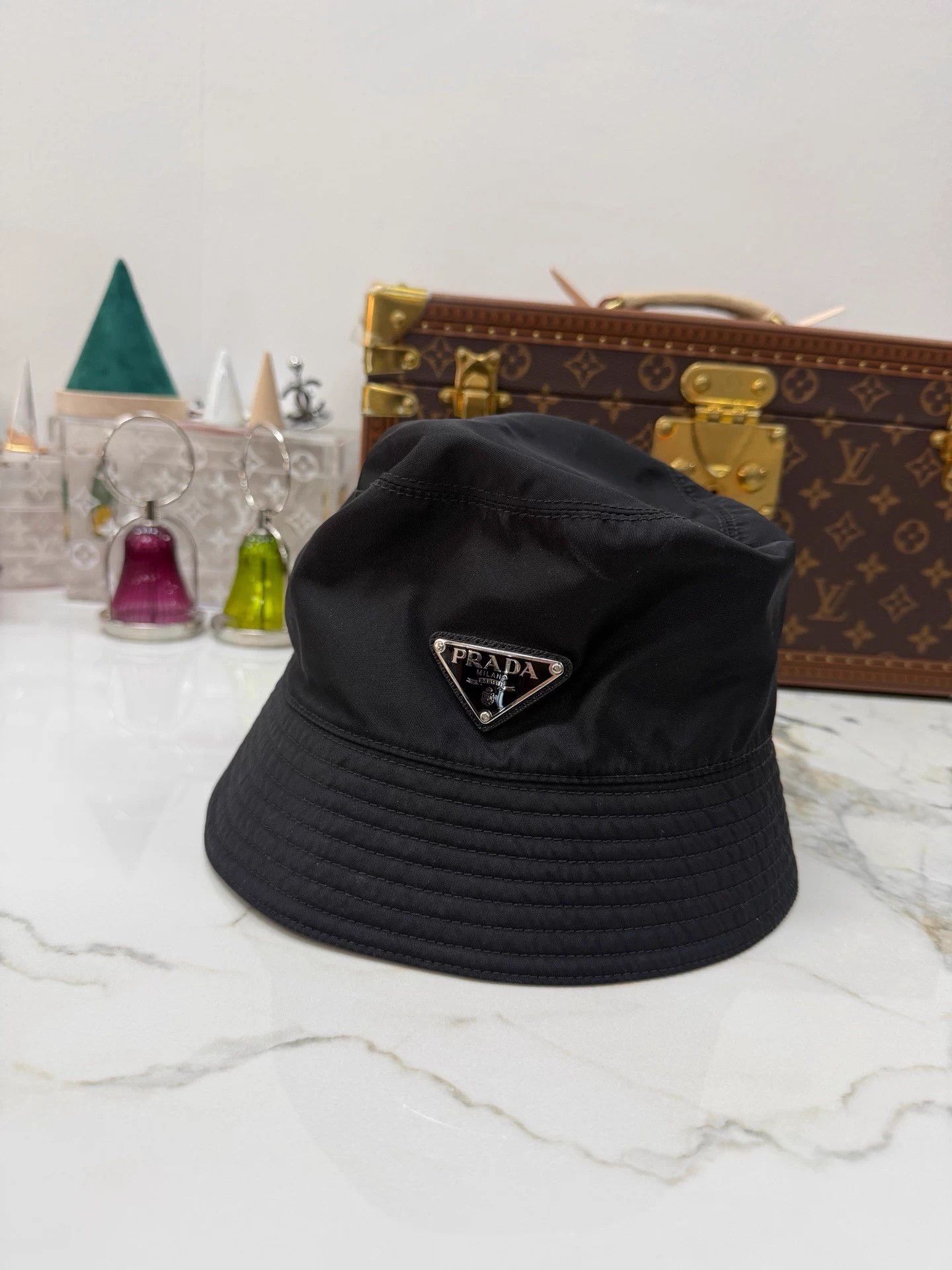 Prada Prada Triangle Logo Bucket Hat 99 New Size S Size ONE SIZE - 1 Thumbnail