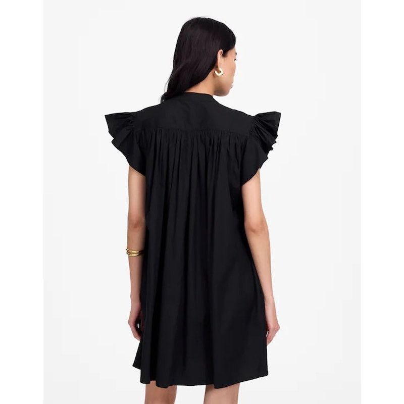 Madewell NWT Madewell Flutter Sleeve Button-Front Dress Black Small Size S / US 4 / IT 40 - 3 Thumbnail
