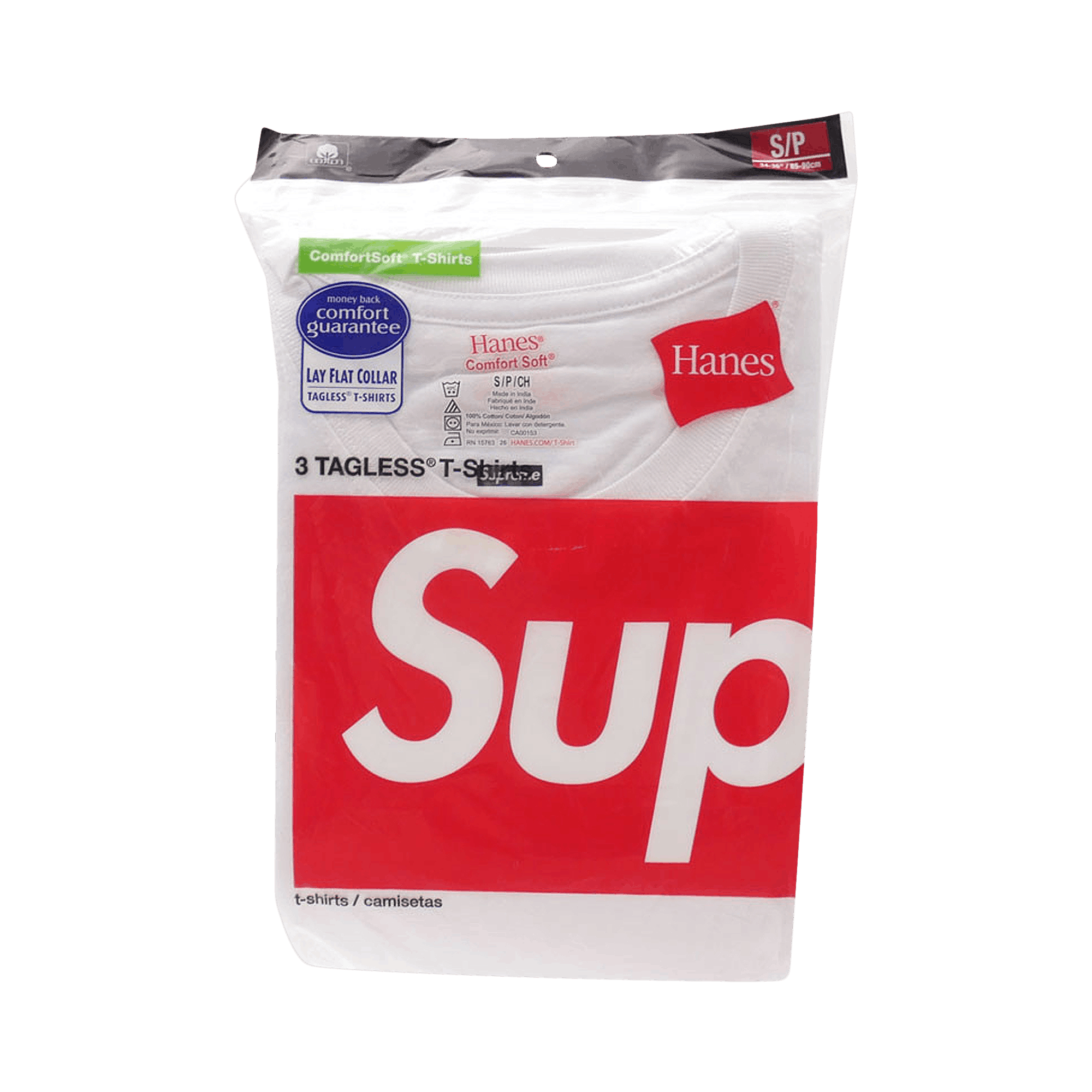 image of Supreme X Hanes Tagless Tees (3 Pack) White, Men's (Size Small)