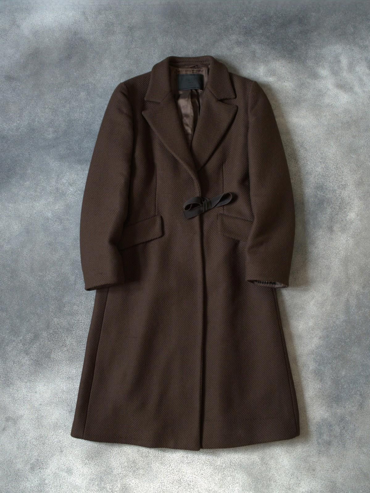 Prada F/W 2000 Prada RUNWAY Chocholate Wool Laces Bow Coat Size M / US 6-8 / IT 42-44 - 2 Thumbnail