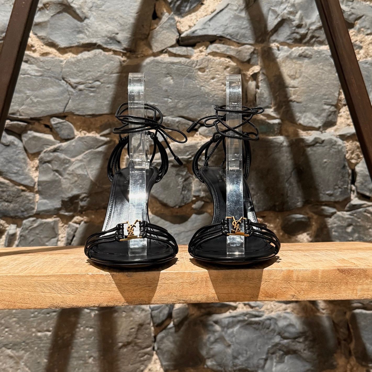 Yves Saint Laurent Saint Laurent Leather Babylone Wrap Around Heeled Sandals Size US 8.5 / IT 38.5 - 3 Thumbnail