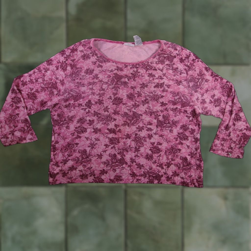 Vintage VINTAGE White Stag Plus Size Women's Long Sleeve T-Shirt 18W Pink Floral Cotton Knitted Fall Spring Casual Size XXL / US 16-18 / IT 52-54 - 1 Thumbnail