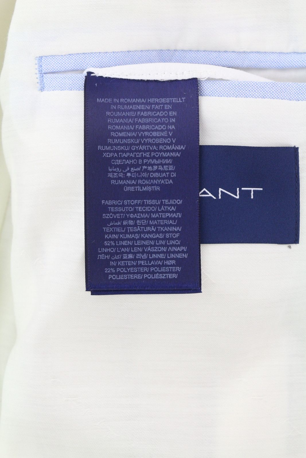 Gant STRIPE LINEN EU42 Off-White Linen Notch Blazer 85340 Size L / US 10 / IT 46 - 10 Thumbnail