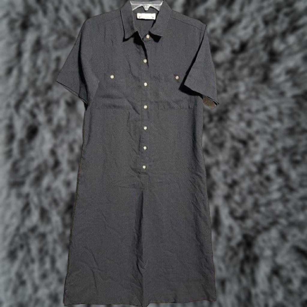 Orvis VINTAGE Orvis Shirt Dress S Black Short Sleeve Button Collared Long Dress 90s Preppy Minimalist Dark Academia Womens Size S / US 4 / IT 40 - 1 Thumbnail