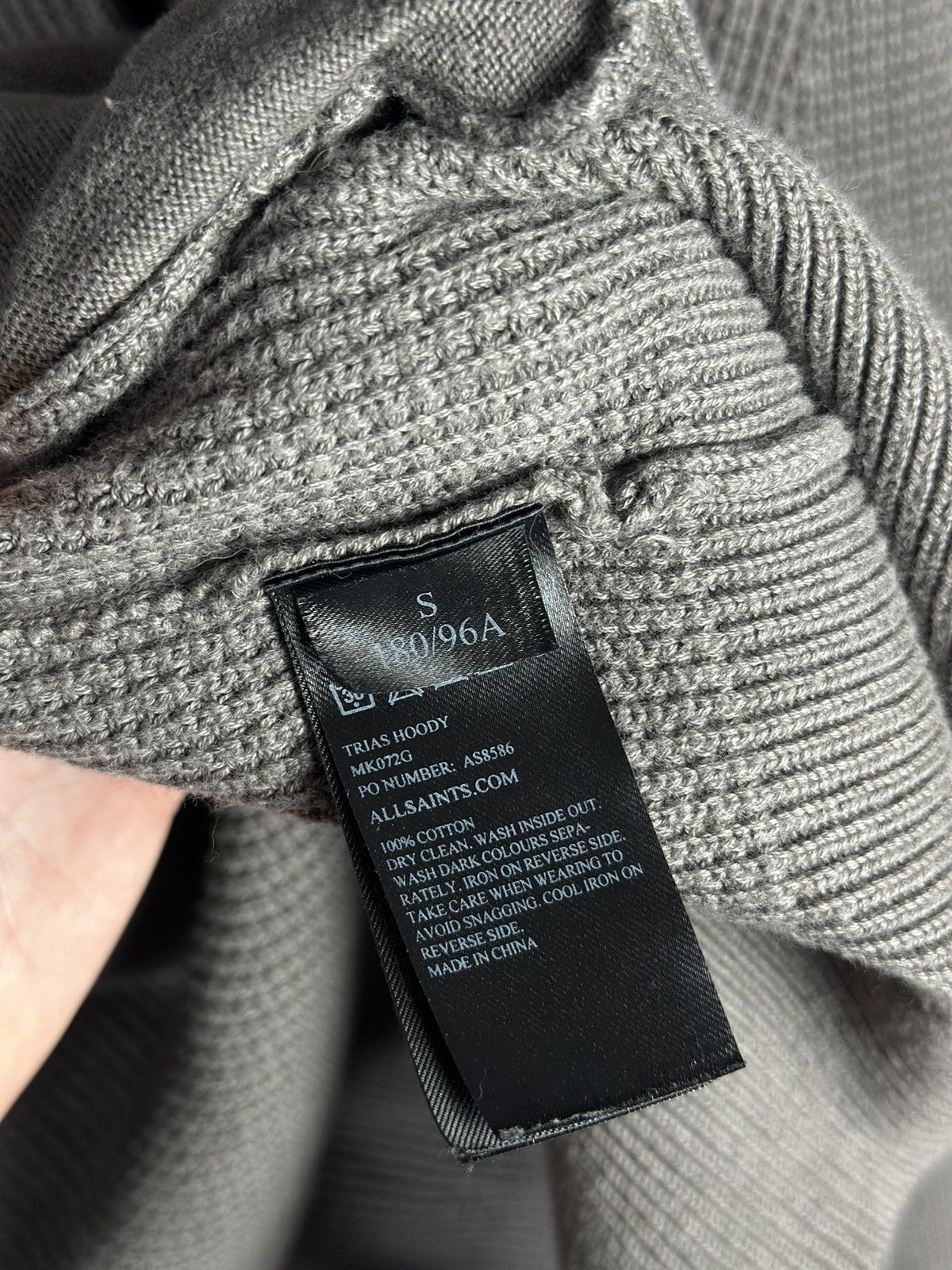 Allsaints All Saints Cotton Knitted Wells Full Zip Oversized Hoodie Size US S / EU 44-46 / 1 - 7 Thumbnail