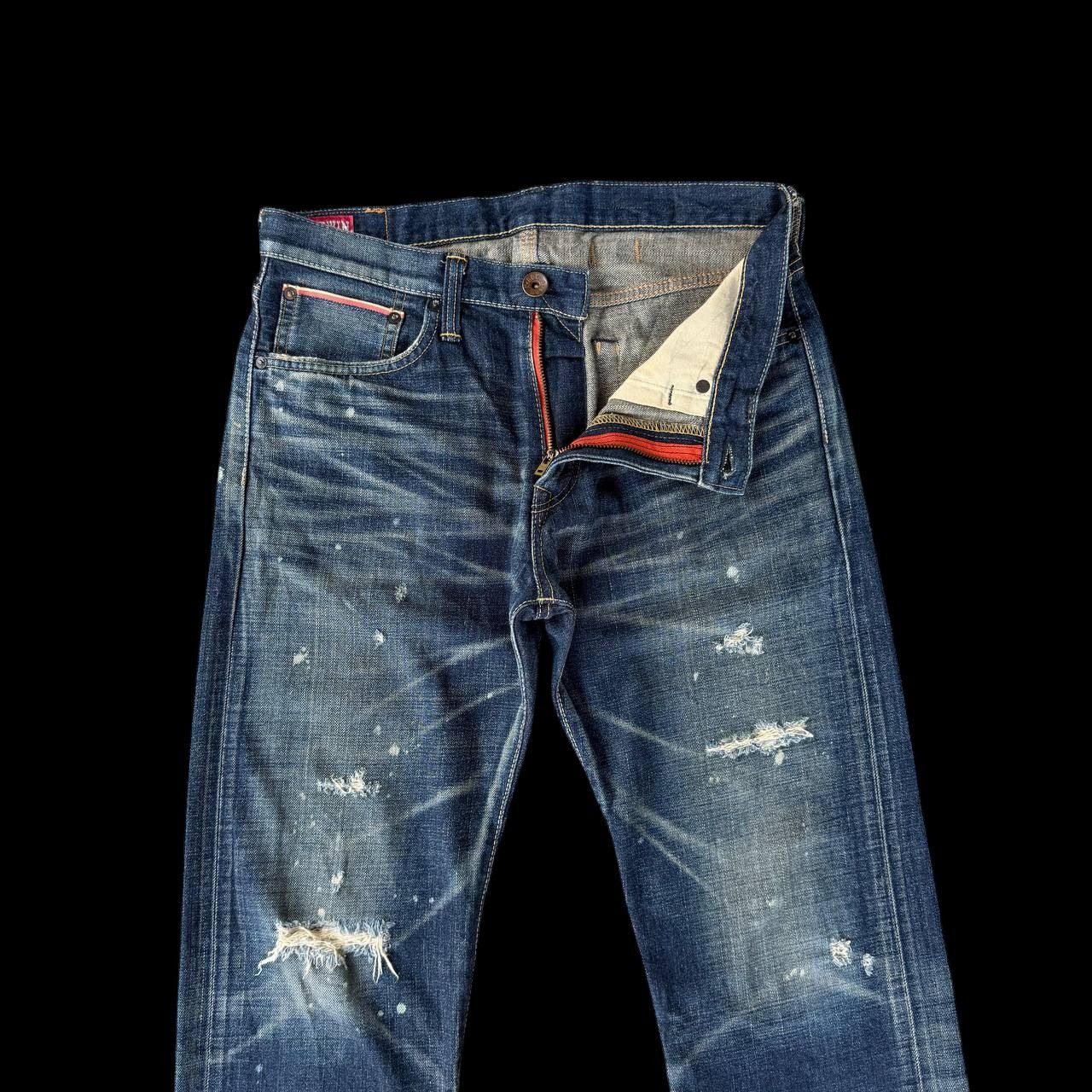 Edwin VINTAGE EDWIN 505ZX BUCKLE BACK REDLINE DISTRESSED HONEYCOMB Size US 30 / EU 46 - 9 Thumbnail
