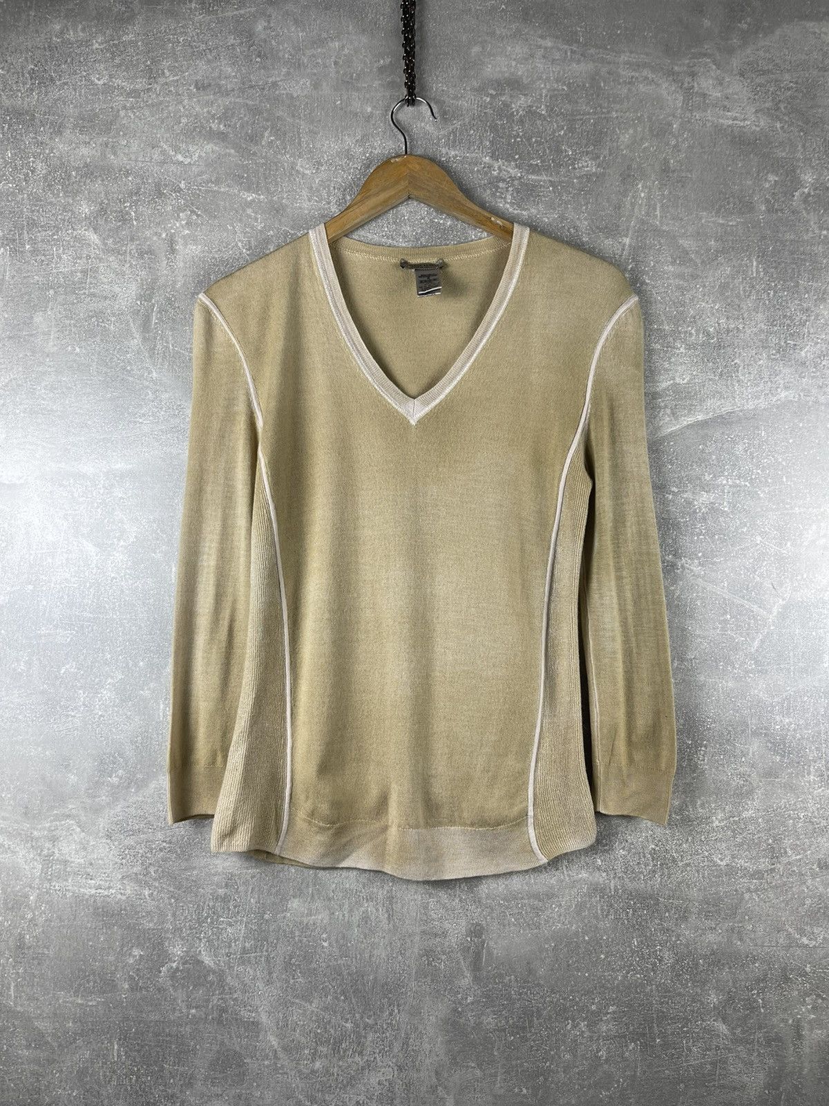 Bottega Veneta Bottega Veneta V Neck Knit Sweater Early 2000s Beige Size L / US 10 / IT 46 - 1 Thumbnail