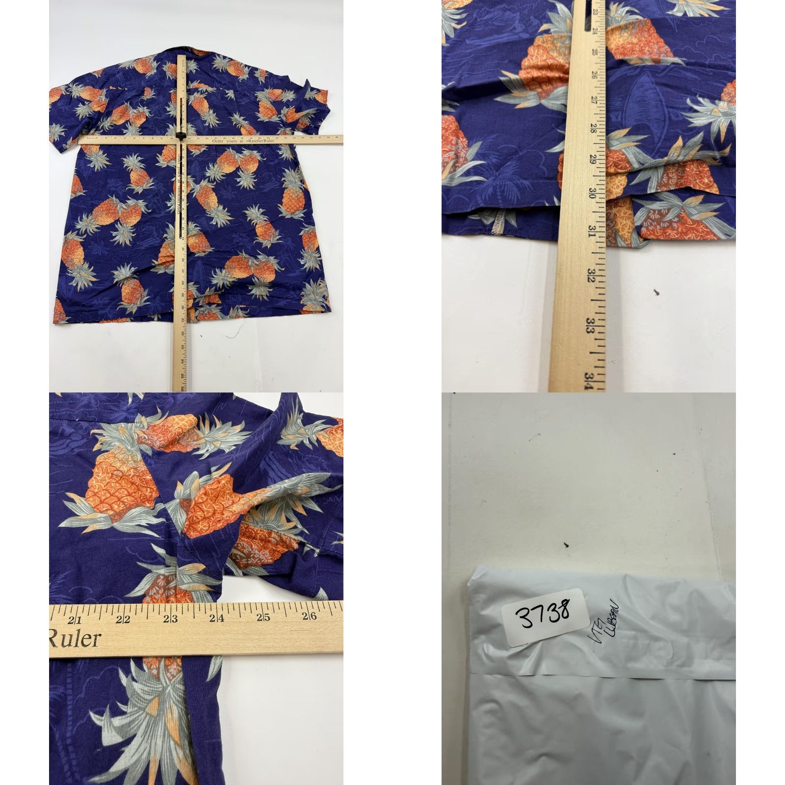 Paradise Found Paradise Found Shirt Mens Large Blue Hawaiian Pineapple Vintage Casual Button-Up Short Sleeve Size US L / EU 52-54 / 3 - 8 Thumbnail