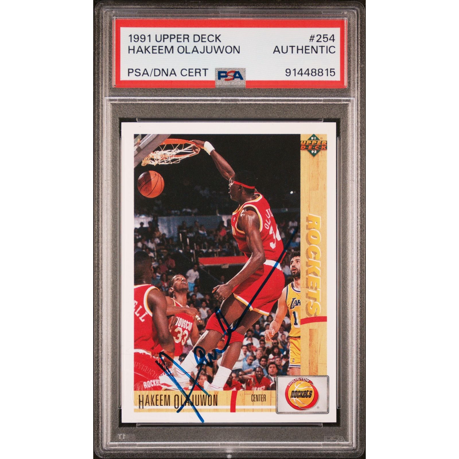 NBA 1991 Upper Deck #254 Hakeem Olajuwon AUTO PSA Authentic Size ONE SIZE - 1 Thumbnail