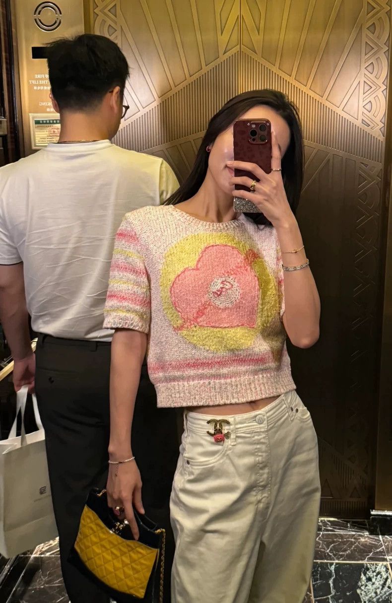 Chanel Chanel Colorful striped love inlaid short-sleeved knitwear Size XXS / US 00 / IT 34 - 8 Thumbnail