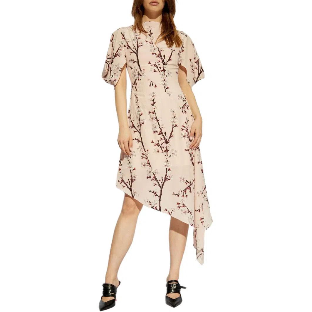 Alexander McQueen o1srvl11e0326 Blossom Asymmetric Midi Dress in Multicolor Size M / US 6-8 / IT 42-44 - 3 Thumbnail