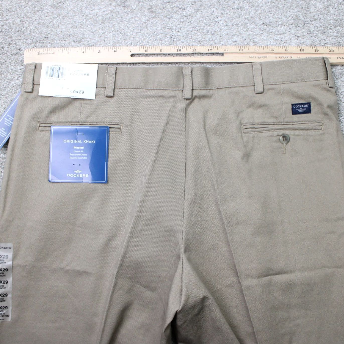 Dockers DOCKERS Signature Khaki Chino Pants Mens 38 x 29 Beige Classic Fit Flat Front Front Zip Button Pockets Stretch Size US 38 / EU 54 - 7 Thumbnail