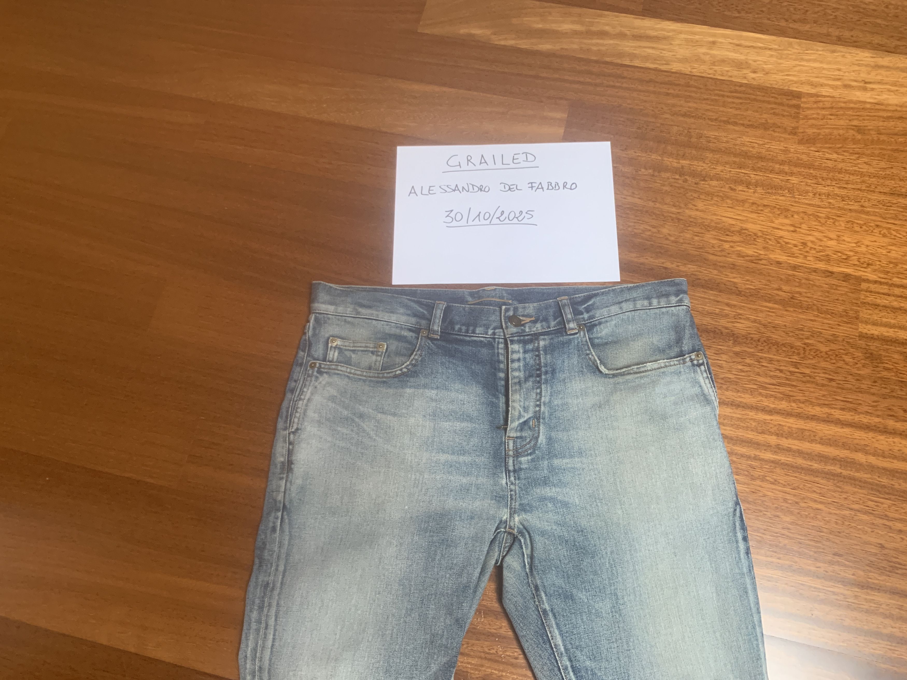 Saint Laurent Paris SAINT LAURENT PARIS D24 SKINNY JEANS IN WASHED BLUE DENIM Size US 34 / EU 50 - 7 Thumbnail