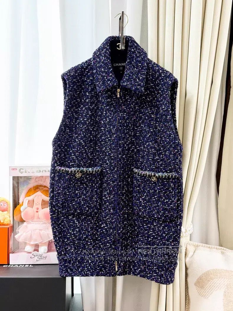 Chanel Chanel Purple tweed zipper vest jacket Size XS / US 0-2 / IT 36-38 - 1 Thumbnail