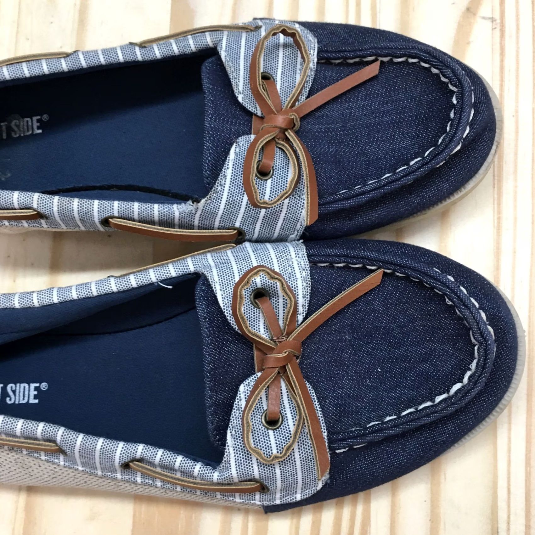 Vintage Lower East Side Shoes Womens 9 Boat Blue Lace Up Low Top Casual Comfort Boat Shoe Womens 9 Blue Leather Fabric Upper? Size M / US 6-8 / IT 42-44 - 6 Thumbnail