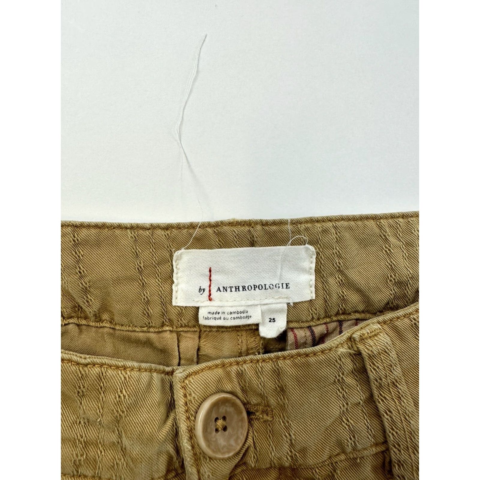 Anthropologie VINTAGE Anthropologie Pants Women’s 25 Khaki Beige Khakis Cotton Twill Straight 25 Women Size 42" / US 20 - 3 Thumbnail