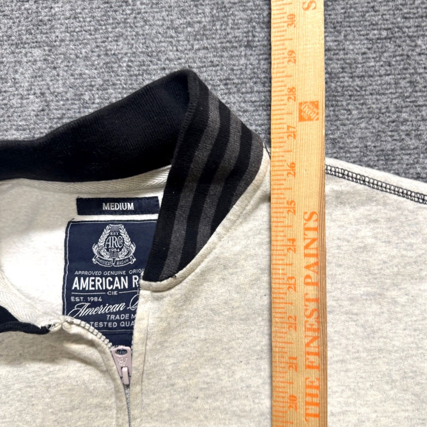 Vintage VINTAGE American Rag Jacket Mens Medium Full Zip Cotton Blend Striped White Stained Distressed Flaws Size US M / EU 48-50 / 2 - 4 Thumbnail