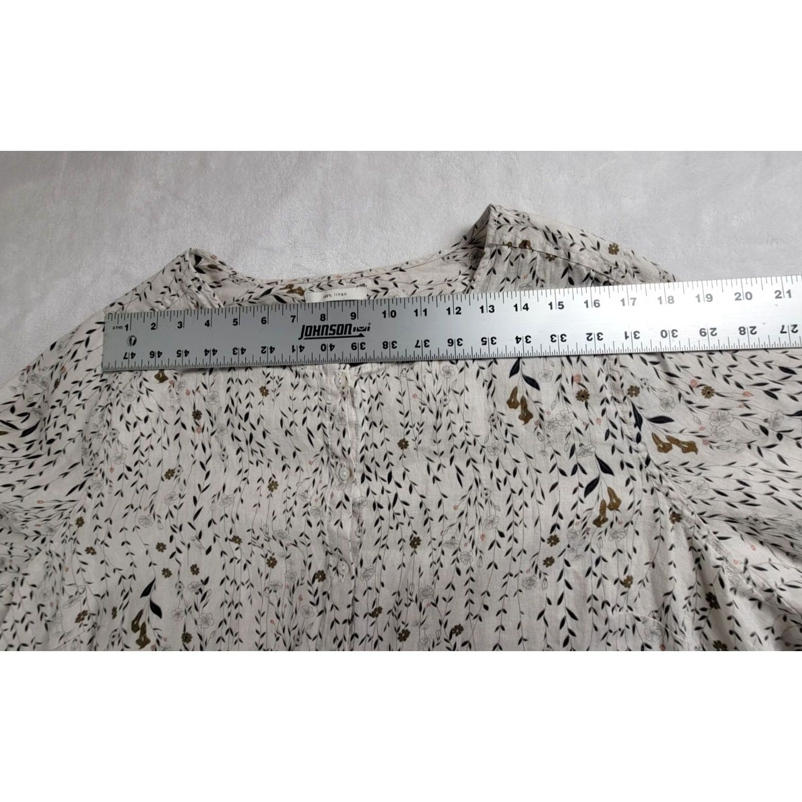 Rachel Zoe Rachel Zoe Womens Blouse 100% Linen Floral Print 3/4 Sleeves Button Down Top 2X Beige Lily Beach Bohemian Relaxed Mens Womens Boys Girls Size XXL / US 16-18 / IT 52-54 - 5 Thumbnail