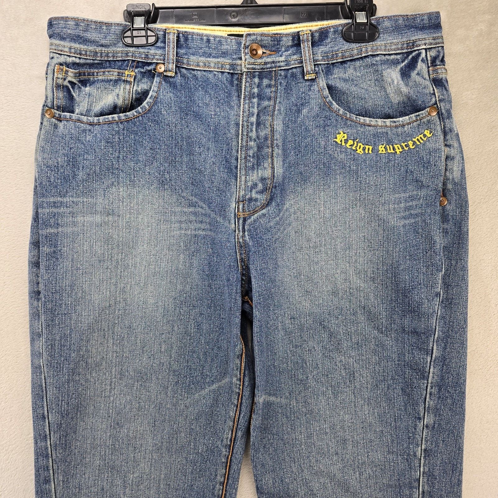 Sean John Sean John Baggy Jeans 36x27 Floral Embroidery Studded Y2K Size US 36 / EU 52 - 3 Thumbnail