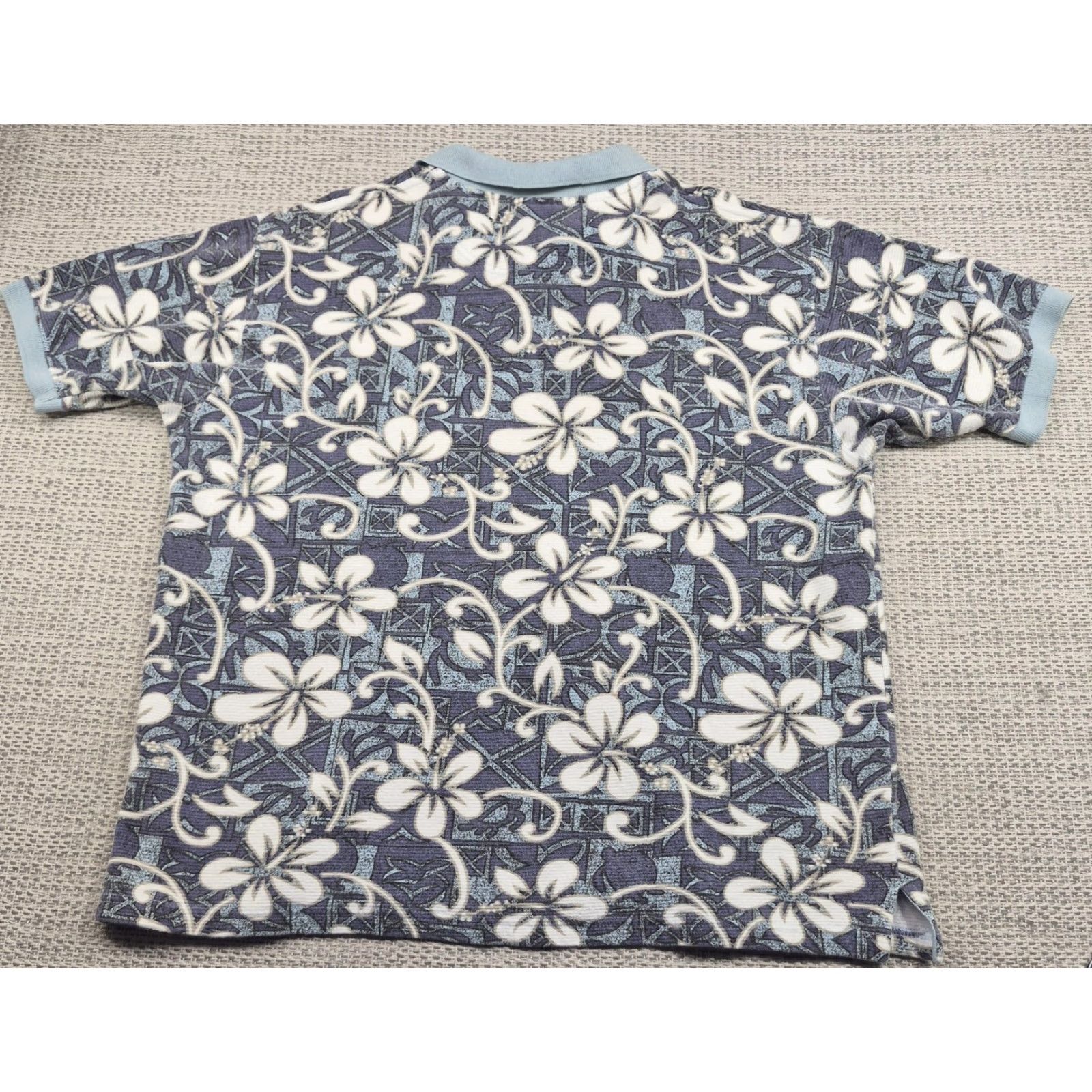 Vintage VINTAGE OP Polo Shirt Mens XL Blue Floral Hawaiian Tropical Knit Cotton Short Sleeve Size US XL / EU 56 / 4 - 5 Thumbnail