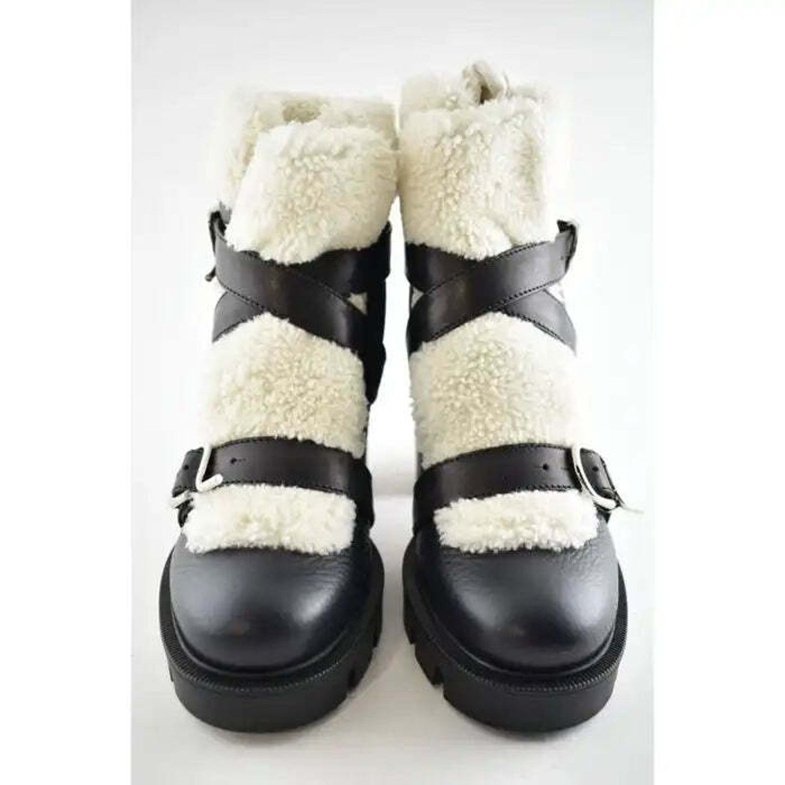 Christian Louboutin Christian Louboutin Pole Chic Black Leather Shearling Heel Size US 7 / IT 37 - 6 Thumbnail