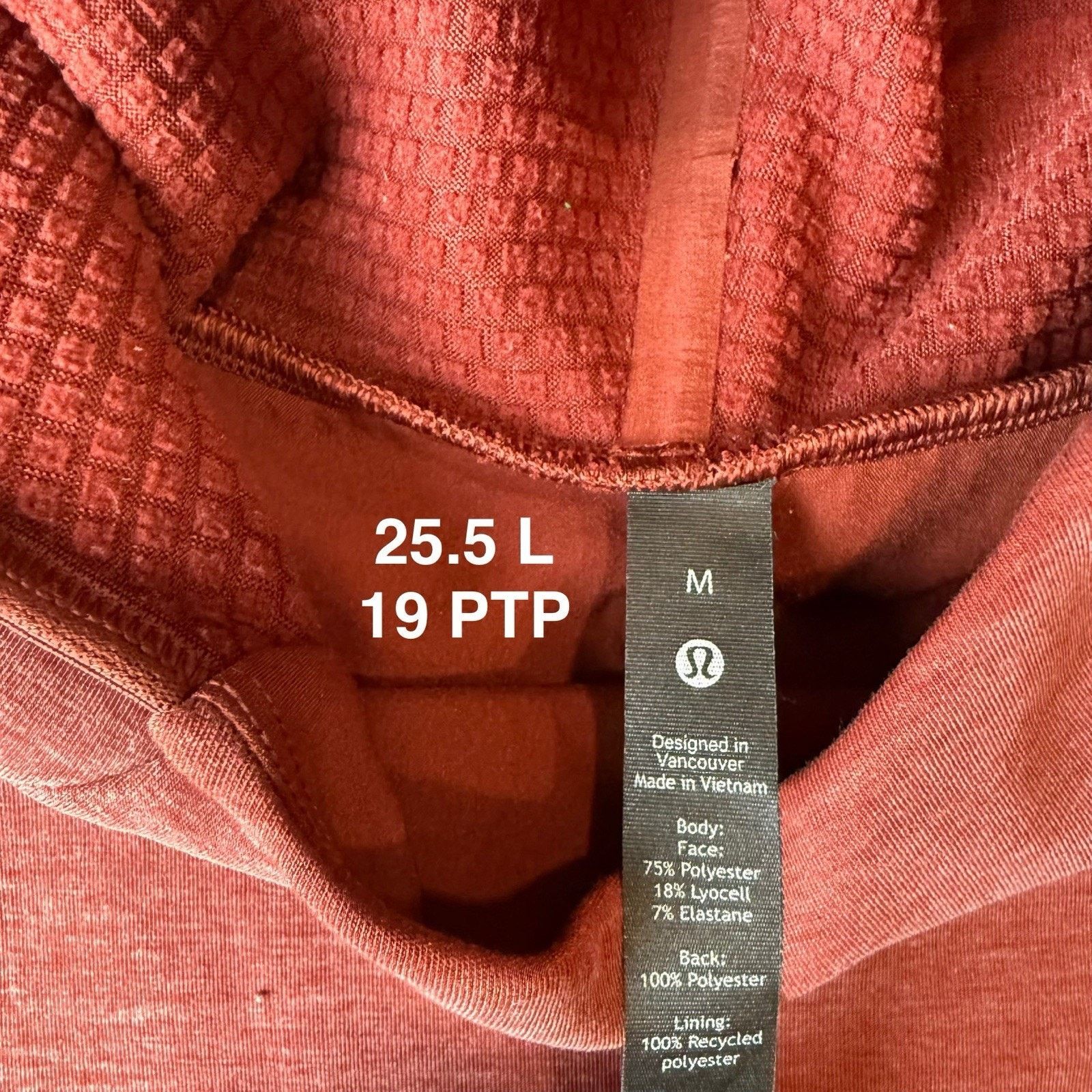 Lululemon Lululemon Gridliner Fleece Hoodie Rust Red Pullover Workout Size US M / EU 48-50 / 2 - 6 Thumbnail