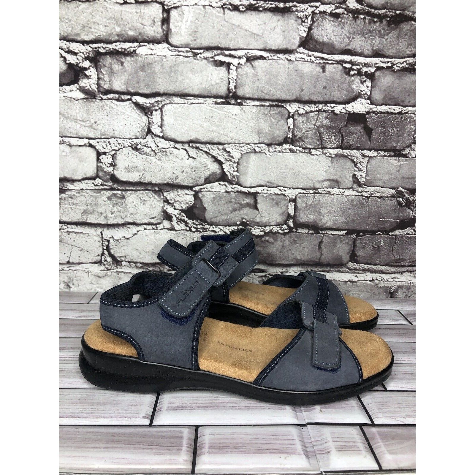 Other Flexus Spring Step Blue Leather Strap Casual Wedge Sandals W Size US 9.5 / IT 39.5 - 12 Thumbnail