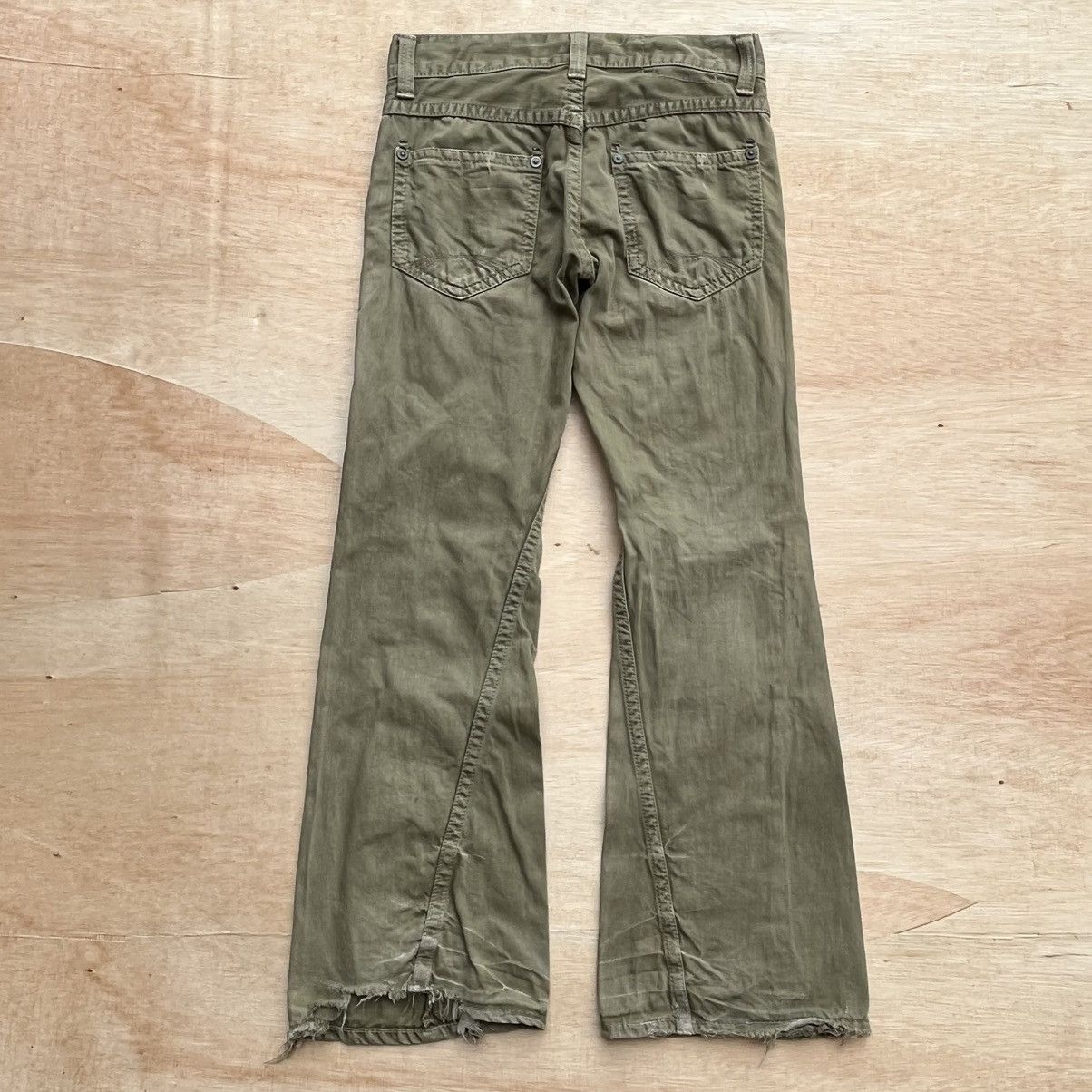 If Six Was Nine × Japanese Brand × Tornado Mart JAPANESE BRAND ON BOARD OLIVE GREEN FLARE DENIM Size US 31 - 9 Thumbnail