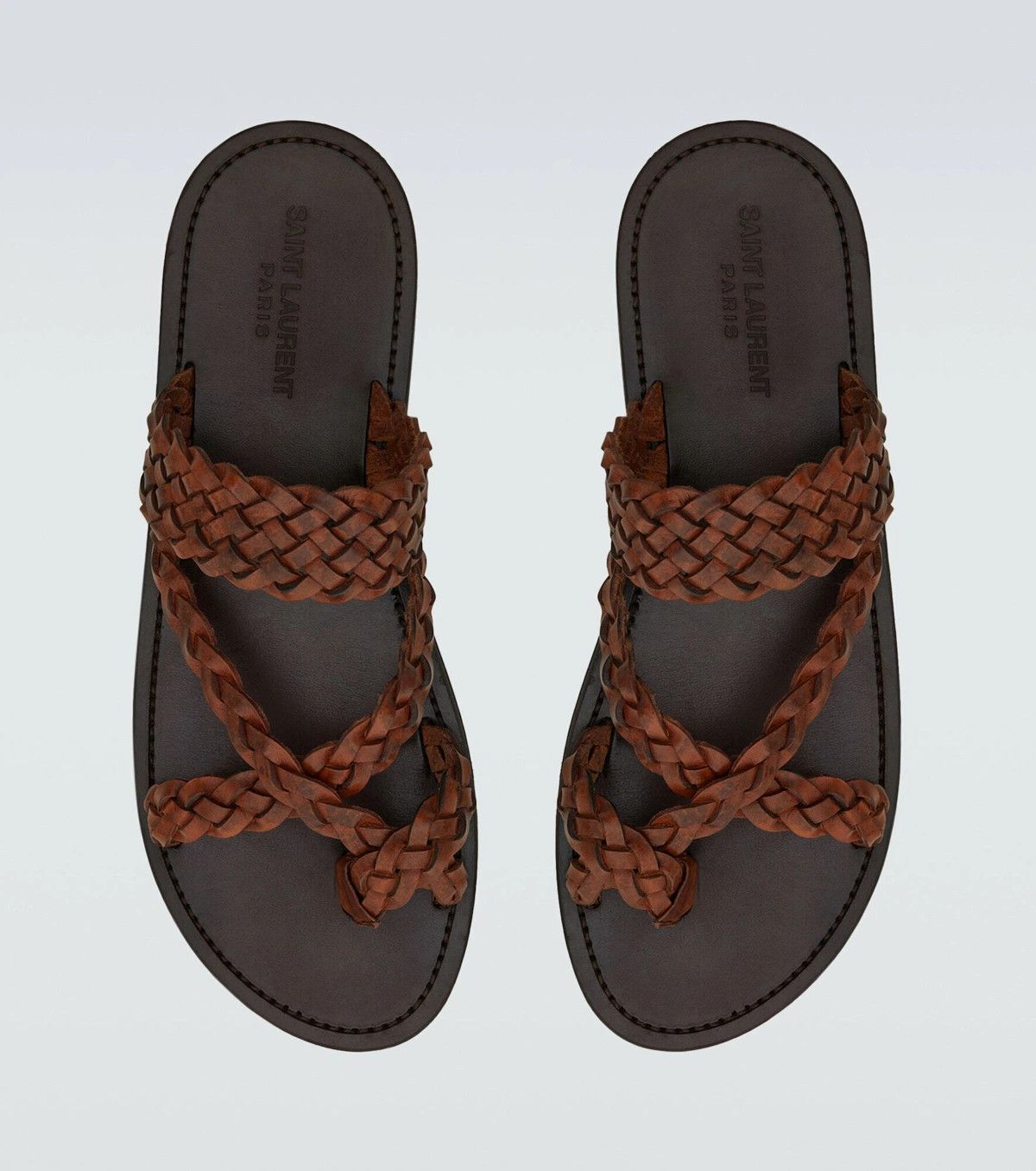 Saint Laurent Paris o1s1wg110824 Neil Slides in Braided Leather in Cognac Size US 11 / EU 44 - 2 Thumbnail