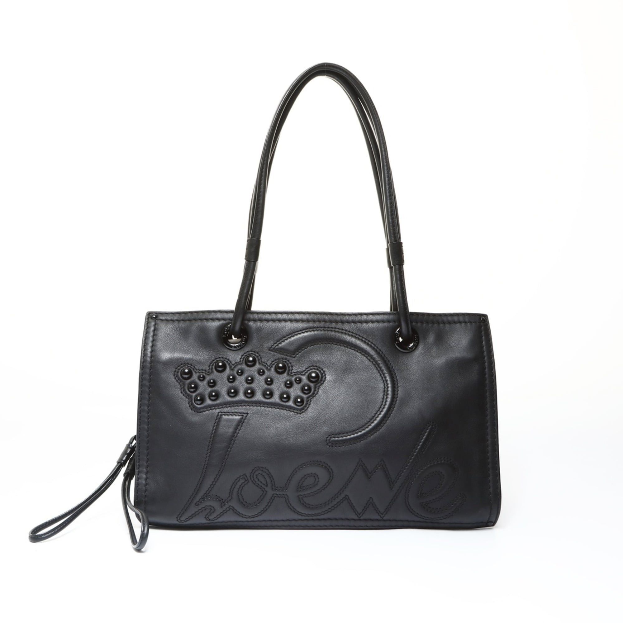 Loewe LOEWE Shopper Bag Handbag Logo Leather Anagram Tote Black Size ONE SIZE - 1 Thumbnail