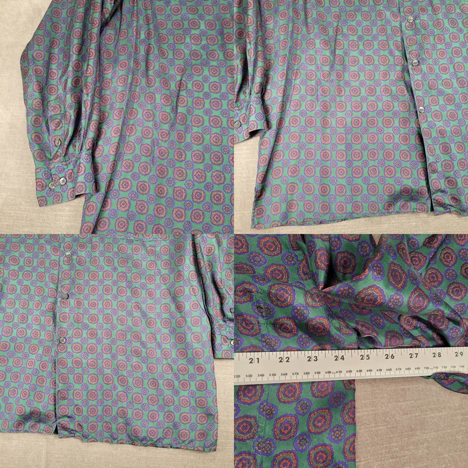 Vintage VINTAGE Robert Stock Geometric Patterned Button Up Long Sleeve Shirt Mens Size Lg Green Size US L / EU 52-54 / 3 - 8 Thumbnail