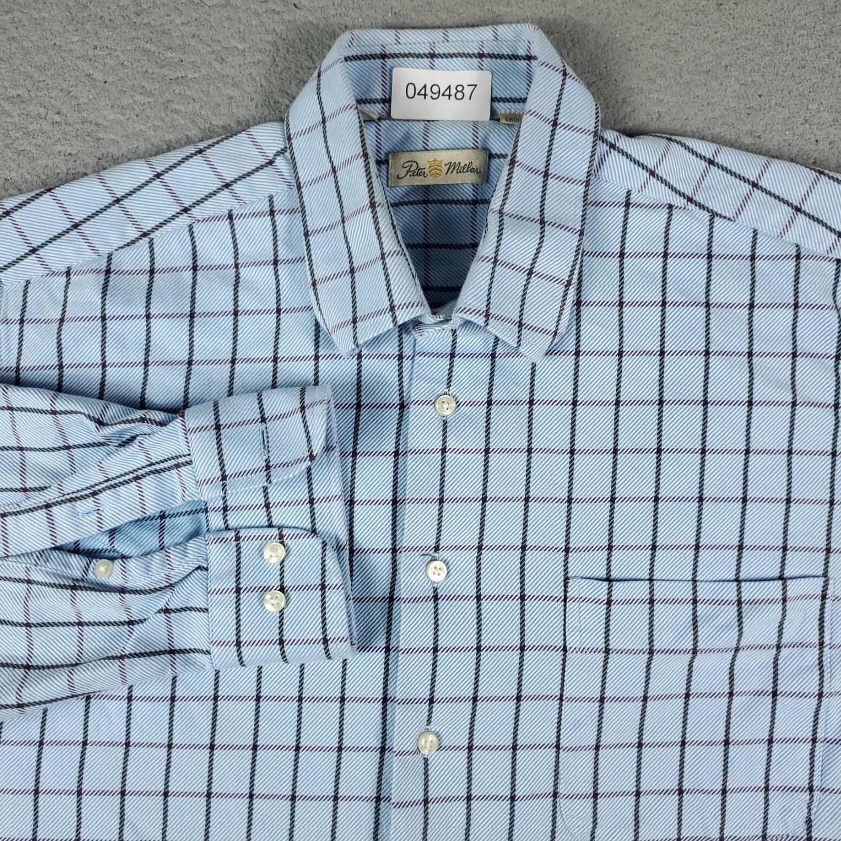 Peter Millar Peter Millar Blue Check Casual Button-Up Shirt Mens Large Long Sleeve Size US L / EU 52-54 / 3 - 2 Thumbnail