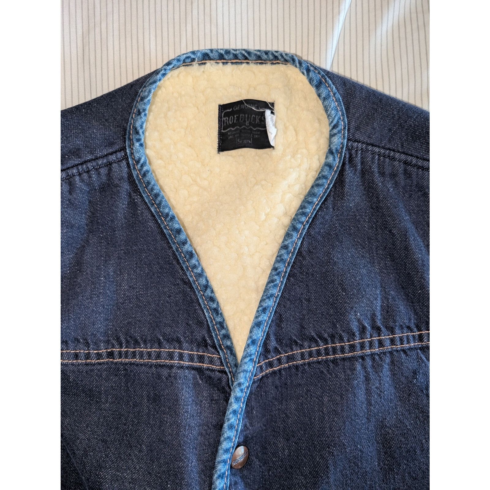 Sears Vintage 70's Sears Roebucks Sherpa Lined Denim Vest Medium Size US M / EU 48-50 / 2 - 2 Thumbnail