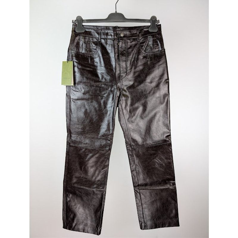 Gucci o1rshd1 Shiny Soft Leather Pant in Shiny Bordeaux Size US 32 / EU 48 - 2 Thumbnail
